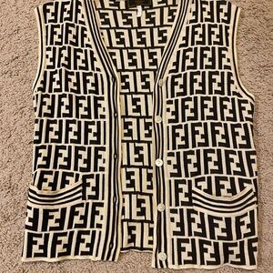 Fendi Monogram Black and White Knit Vest